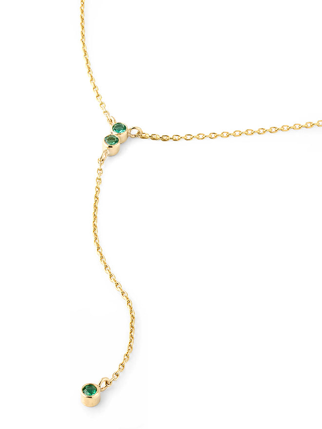 Baby Emerald Lariat Necklace