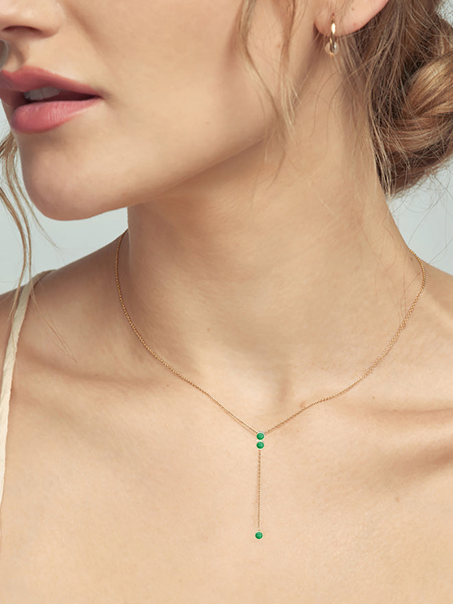 Baby Emerald Lariat Necklace