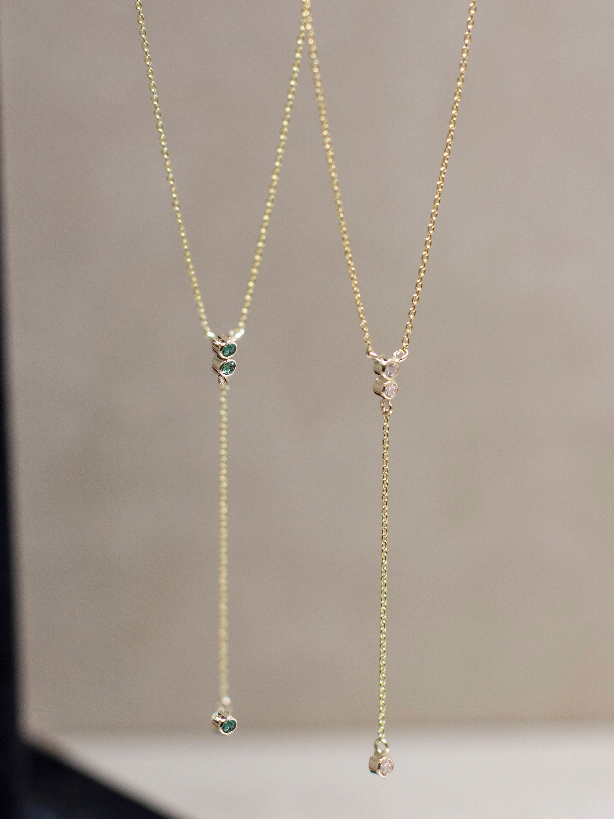 Baby Emerald Lariat Necklace