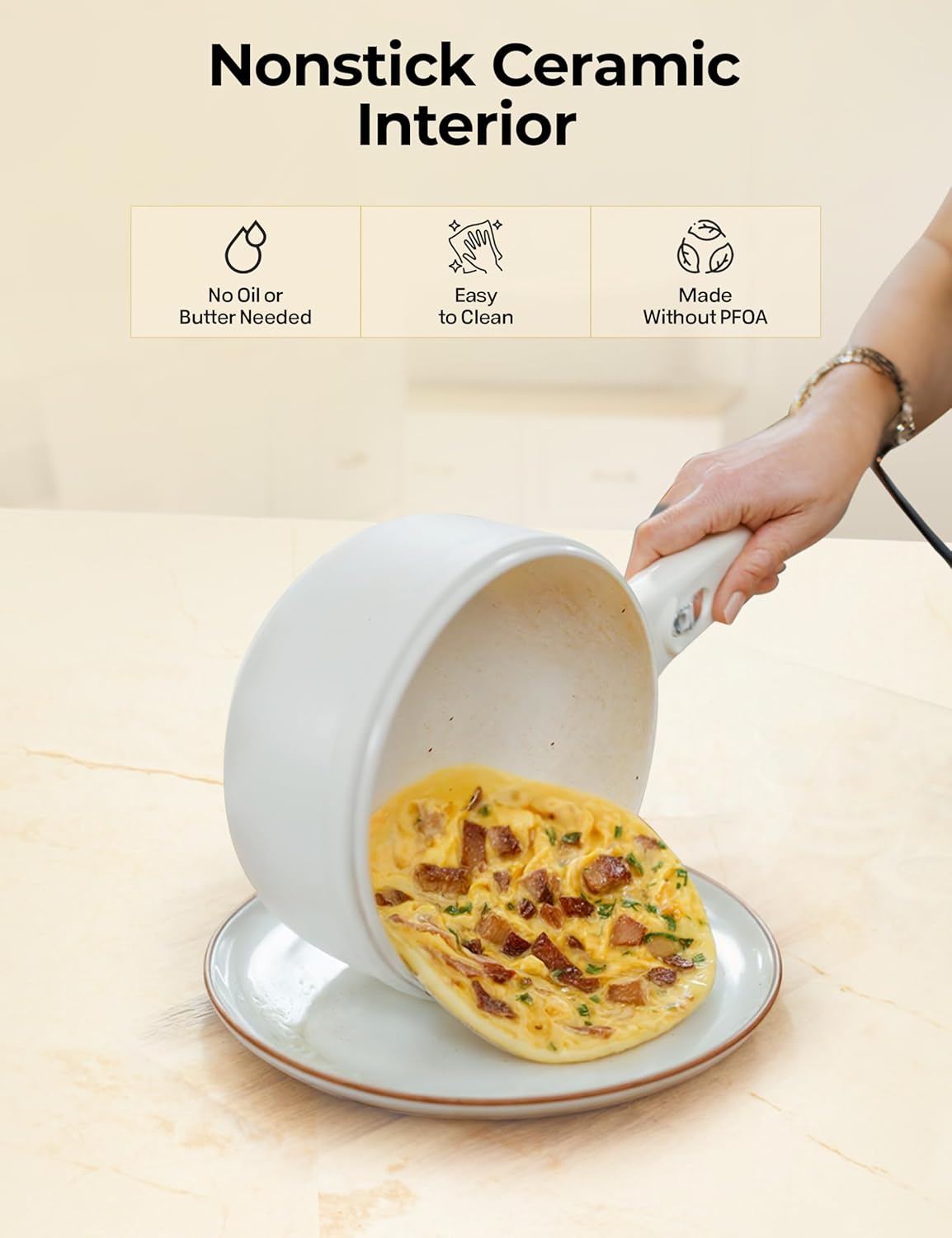 1.5L Electric Hot Pot With Steamer, Non-Stick Mini Portable Pot for Steak, Egg, Fried Rice, Rapid Cooking with Adjustable Power, Includes Egg Rack, Compact Design for Home, Office, or Travel