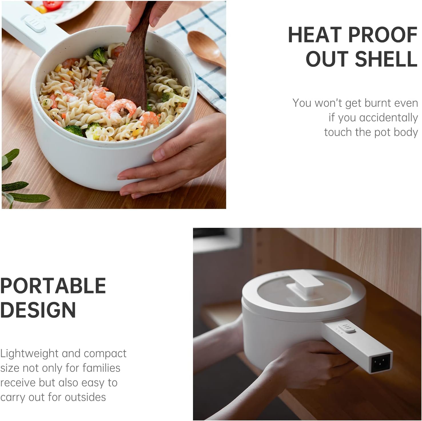 1.5L Electric Hot Pot With Steamer, Non-Stick Mini Portable Pot for Steak, Egg, Fried Rice, Rapid Cooking with Adjustable Power, Includes Egg Rack, Compact Design for Home, Office, or Travel